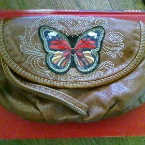 Vintage Women's faux brown leather purse